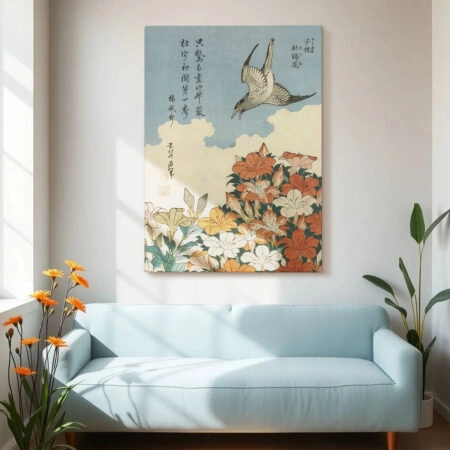 Πινακας σε καμβά HOKUSAI - COUCOU ET AZALEES - Hokusai Katsushika