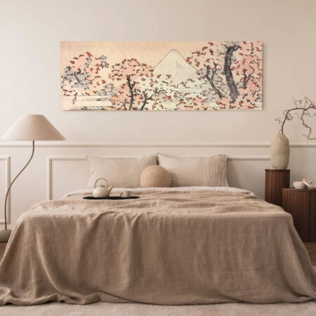 Πίνακας Πανοραμικός σε καμβά HOKUSAI - MOUNT FUJI BEHIND CHERRY TREES - Hokusai Katsushika