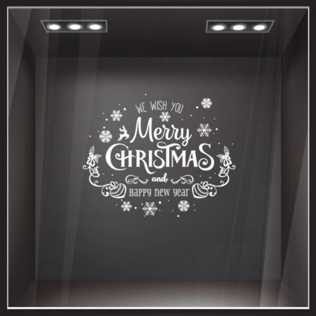 Χριστουγεννιάτικο αυτοκόλλητο MERRY CHRISTMAS WISH - Χριστουγεννιάτικη βιτρίνα Sticky 1