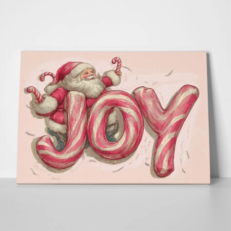 Πινακας σε καμβά PINK CHRISTMAS JOY - Χριστουγεννιάτικοι Πίνακες Sticky 1