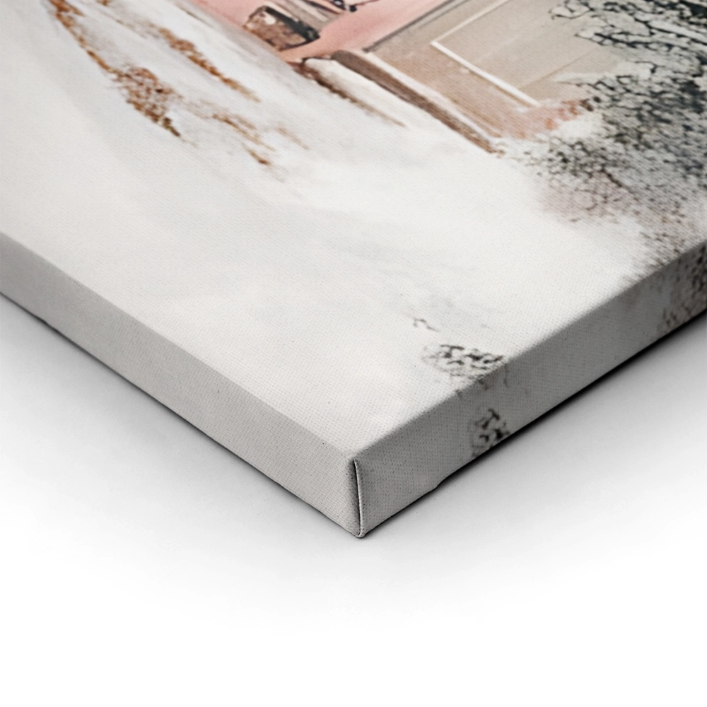 Πινακας σε καμβά PINK CHRISTMAS SNOWY ROOFS