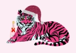 Πινακας σε καμβά PINK CHRISTMAS TIGER