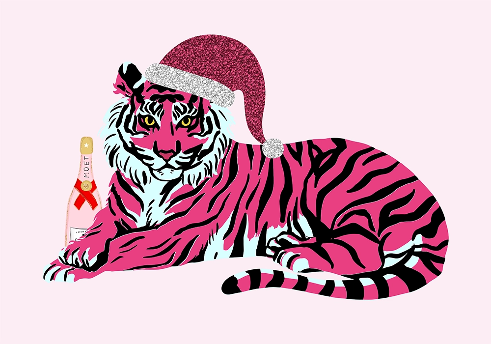 Πινακας σε καμβά PINK CHRISTMAS TIGER