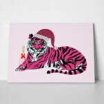 Πινακας σε καμβά PINK CHRISTMAS TIGER