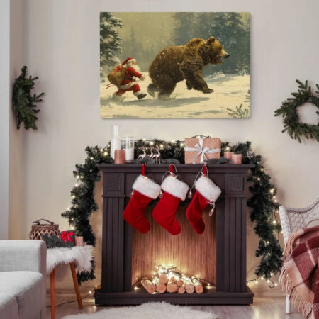 Πινακας σε καμβά SANTA WITH BEAR