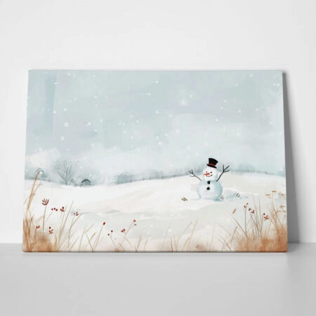 Πινακας σε καμβά SNOWMAN PAINTING - Χριστουγεννιάτικοι Πίνακες Sticky 1