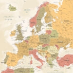 Πίνακας Τετράγωνος VINTAGE EUROPE MAP