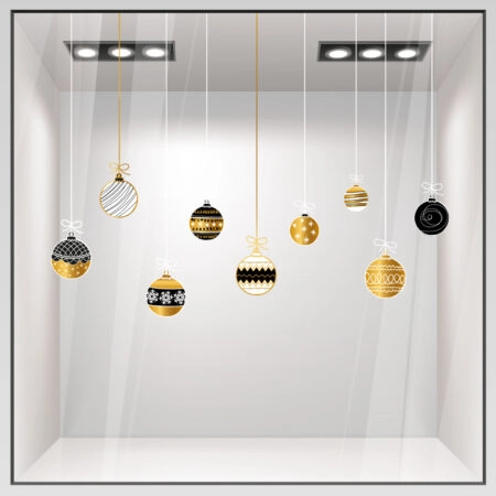 Χριστουγεννιάτικο αυτοκόλλητο XMAS BALLS C3 - Χριστουγεννιάτικη βιτρίνα Sticky 1
