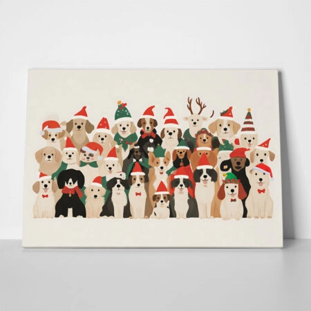 Πινακας σε καμβά XMAS DOGS - Χριστουγεννιάτικοι Πίνακες Sticky 1