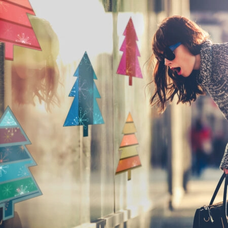 Χριστουγεννιάτικο αυτοκόλλητο XMAS TREES C1 - Χριστουγεννιάτικη βιτρίνα Sticky 1