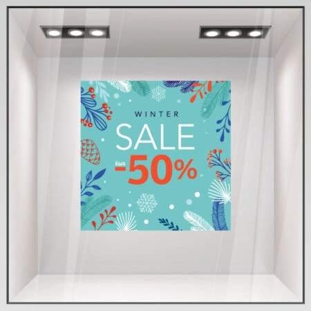 Αυτοκoλλητο Εκπτωσεων WINTER SALE CYAN