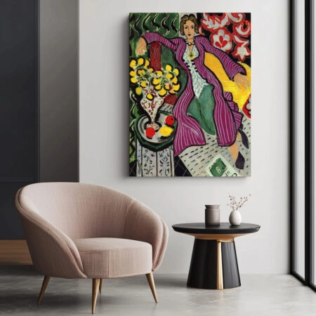Πινακας σε καμβά MATISSE - WOMAN IN PURPLE COAT