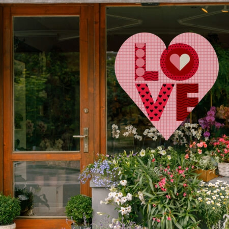 Αυτοκoλλητο Βιτρίνας LOVE HEART SHAPE - Αγίου Βαλεντίνου Sticky 1