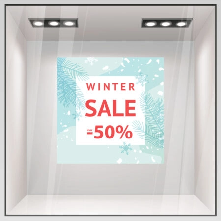 Αυτοκoλλητο Εκπτωσεων WINTER SALE CYAN AND RED