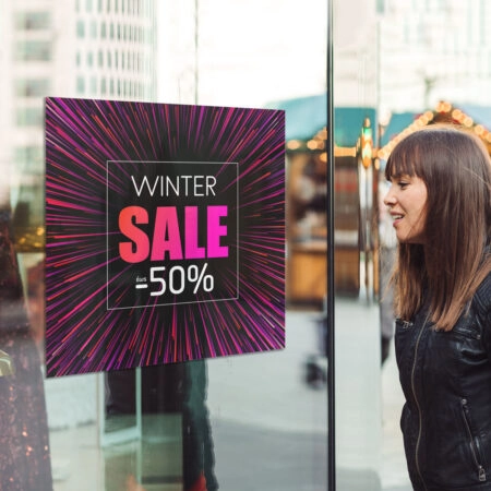Αυτοκoλλητο Εκπτωσεων WINTER SALE RED BLACK MAGENDA - Αυτοκόλλητα εκπτώσεων Sticky 1