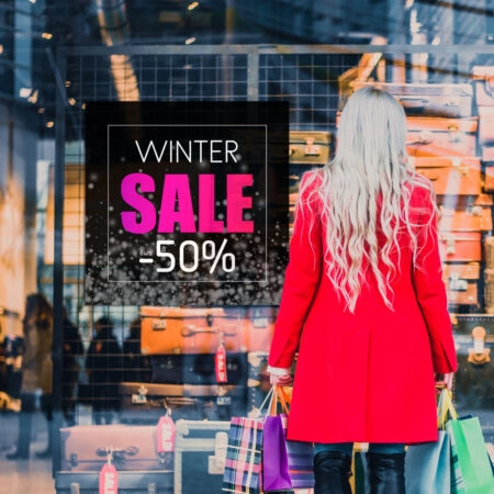 Αυτοκoλλητο Εκπτωσεων WINTER SALE SNOW BACKGROUND - Αυτοκόλλητα εκπτώσεων Sticky 1