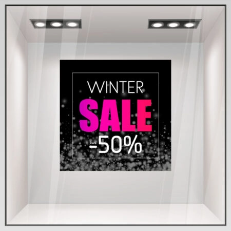 Αυτοκoλλητο Εκπτωσεων WINTER SALE SNOW BACKGROUND