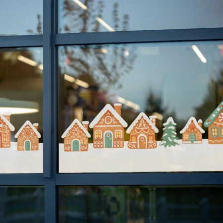 Χριστουγεννιάτικο αυτοκόλλητο GINGERBREAD HOUSES - Χειμερινή βιτρίνα Sticky 2