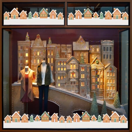 Χριστουγεννιάτικο αυτοκόλλητο GINGERBREAD HOUSES - Χειμερινή βιτρίνα Sticky 1