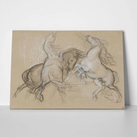 Πινακας σε καμβά DELACROIX - TROIS CHEVAUX CABRES ET AGITES - Eugene Delacroix Sticky 1