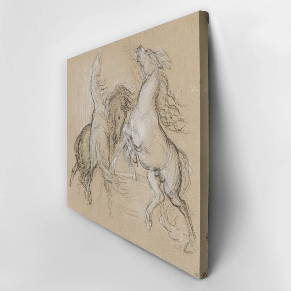 Πινακας σε καμβά DELACROIX - TROIS CHEVAUX CABRES ET AGITES