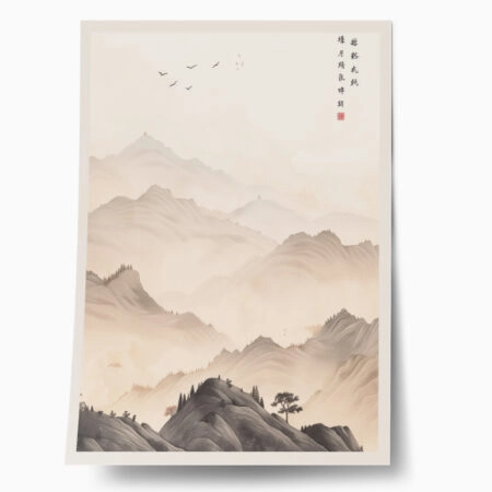 Πόστερ JAPANESE FOG MOUNTAINS - Τοπια - Φυση Sticky 1