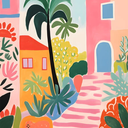 Πόστερ PALM TREES AND HOUSES - Τοπια - Φυση Sticky 2