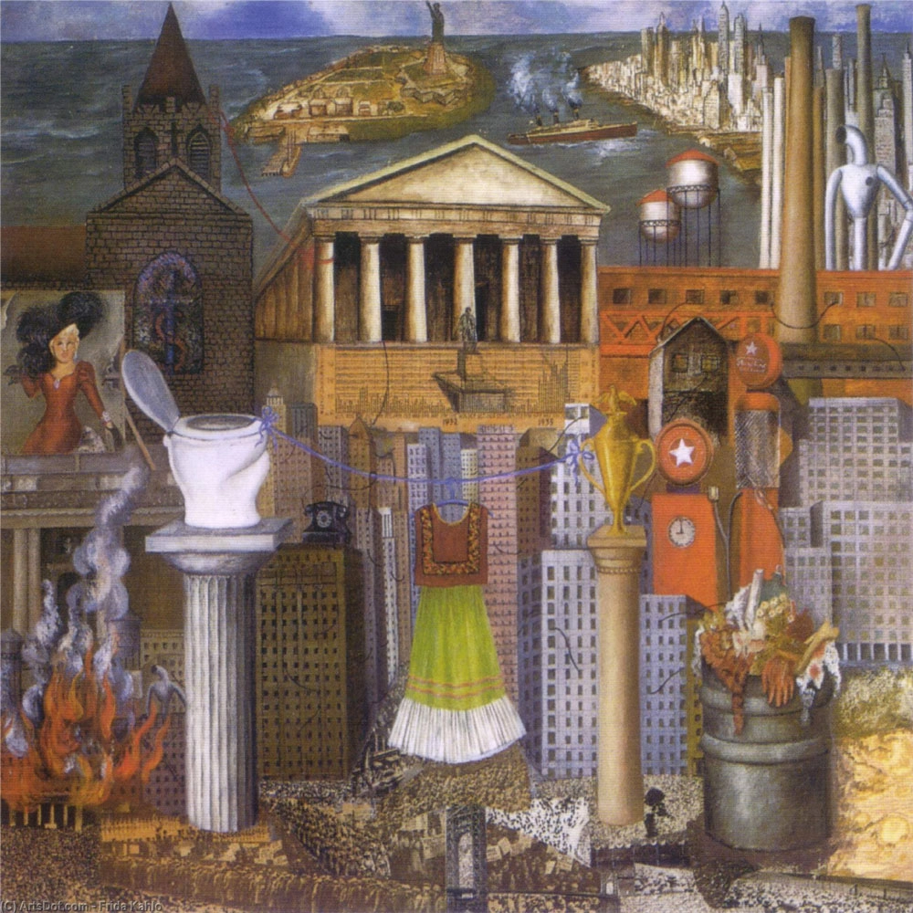 Πίνακας σε καμβά FRIDA KAHLO - MY DRESS HANGS THERE