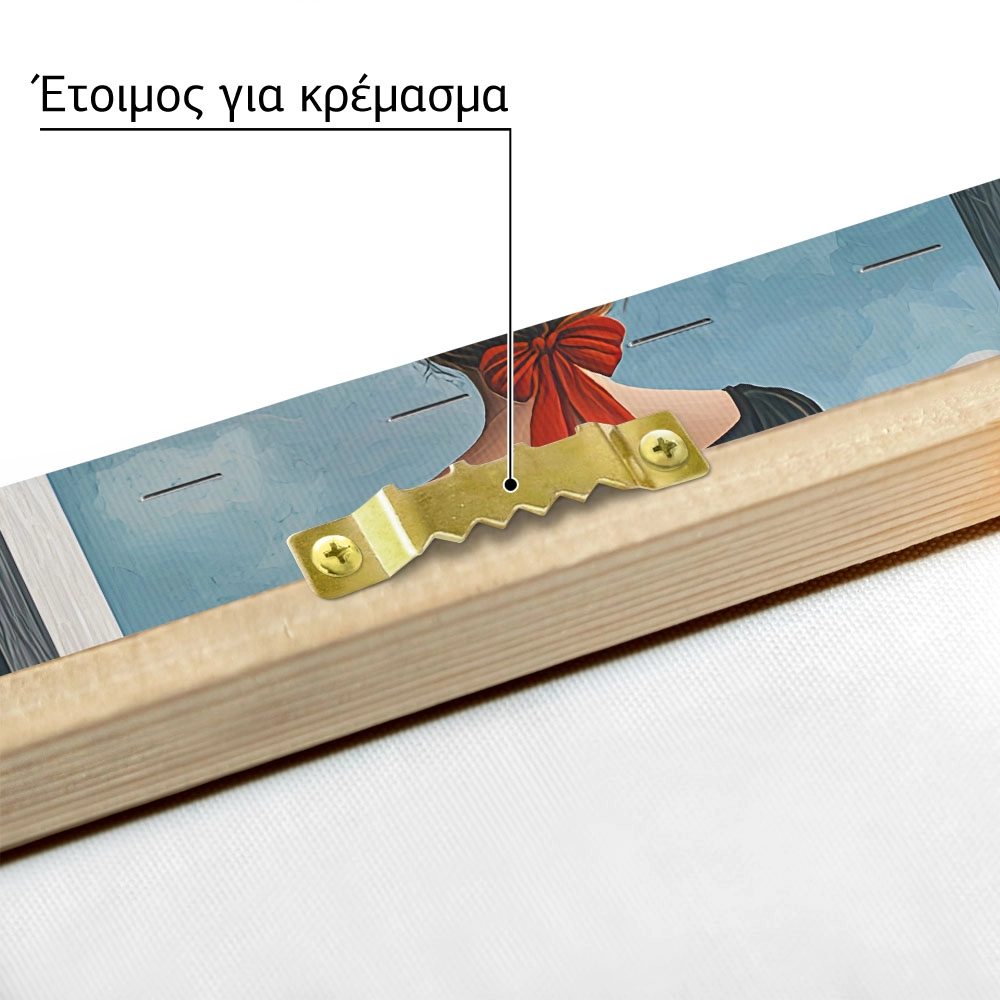 Πινακας σε καμβά WOMAN IN FRONT OF SEA RETRO DREAMSCAPE