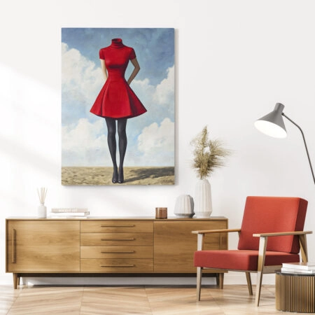 Πινακας σε καμβά HEADLESS WOMAN IN RED DRESS RETRO DREAMSCAPE