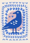 Πόστερ BLUE BIRD WITH LEAVES ILLUSTRATION