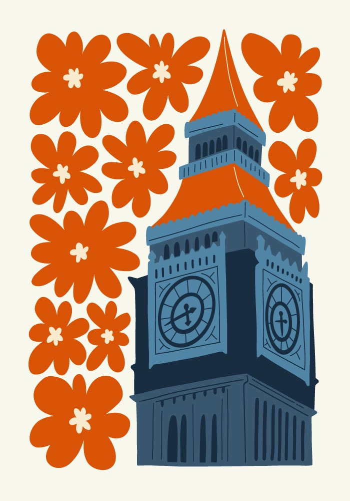 Πόστερ FLORAL TRAVEL BIG BEN
