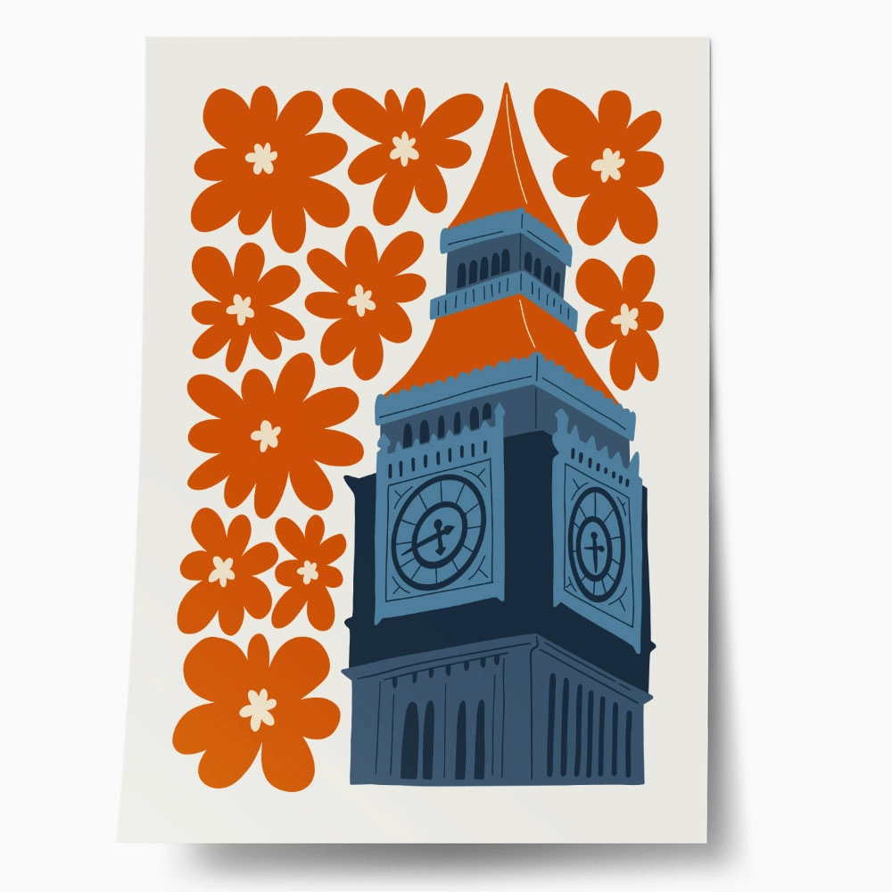 Πόστερ FLORAL TRAVEL BIG BEN