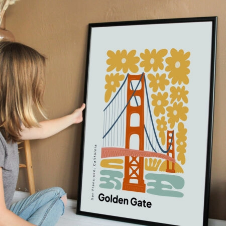 Πόστερ FLORAL TRAVEL GOLDEN GATE