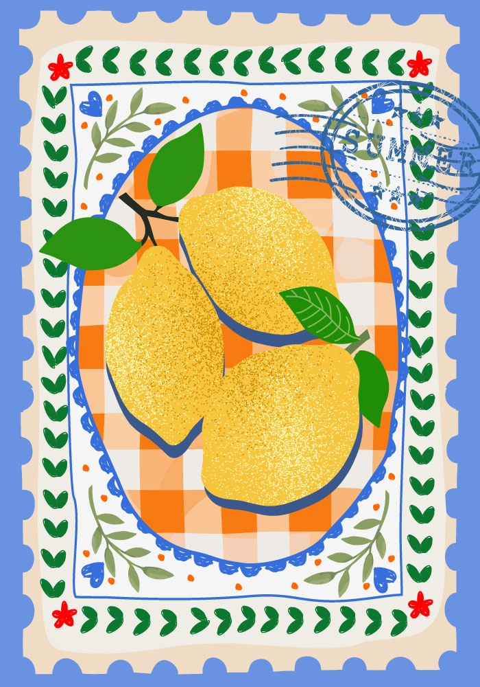 Πόστερ LEMONS STAMP ILLUSTRATION