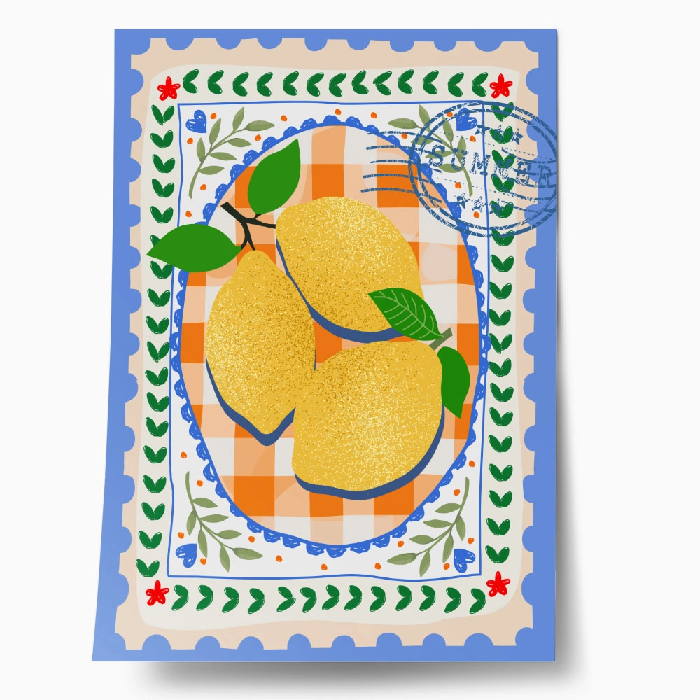 Πόστερ LEMONS STAMP ILLUSTRATION