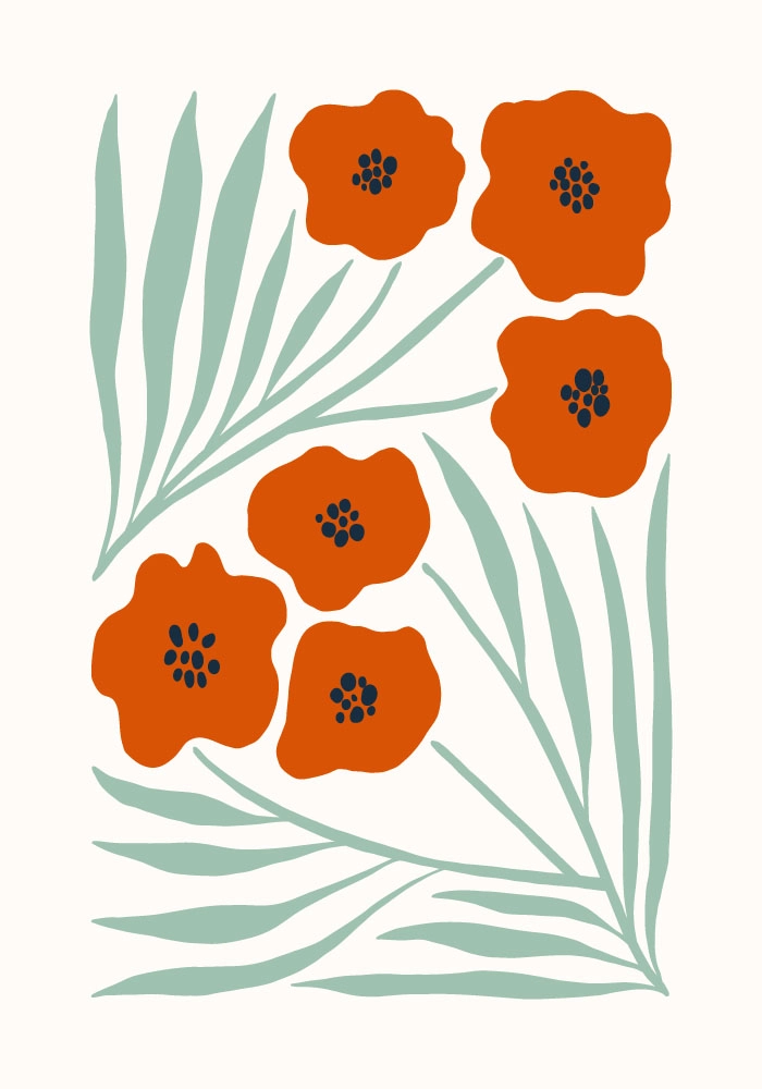 Πόστερ RED AND GREEN FLOWERS