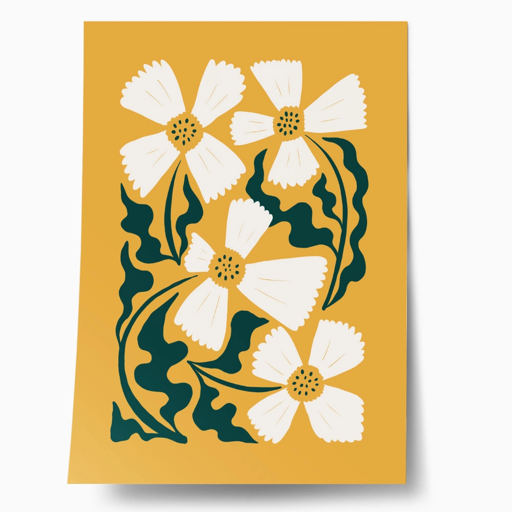 Πόστερ WHITE AND GREEN FLOWERS