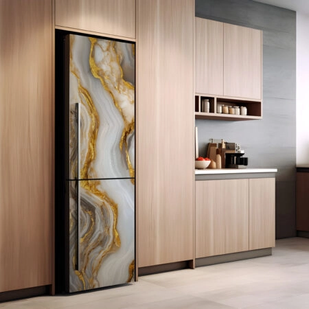 Αυτοκόλλητο ψυγείου BROWN AND GOLD MARBLE - Απομιμηση υλικων Sticky 1