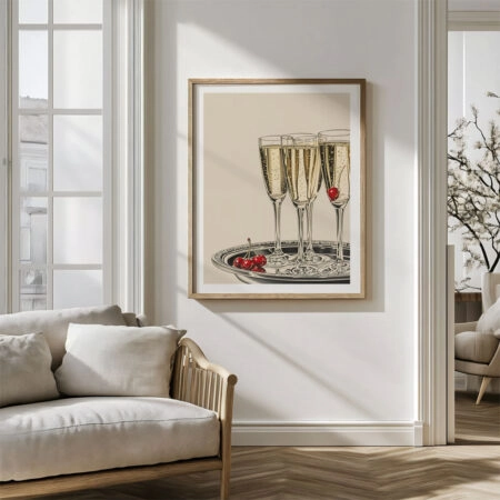 Πόστερ RETRO TRENDY CHAMPAGNE GLASSES - Food & Drink