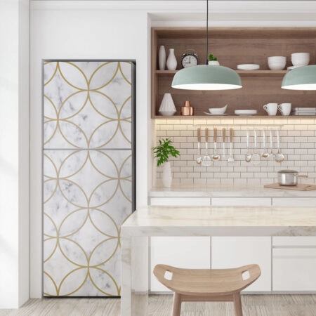 Αυτοκόλλητο ψυγείου BEIGE CIRCLES GEOMETRICAL MARBLE - Απομιμηση υλικων Sticky 1