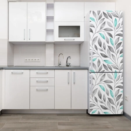 Αυτοκόλλητο ψυγείου FLORAL GREY AND BLUE LEAVES - Floral Sticky 1