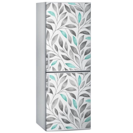 Αυτοκόλλητο ψυγείου FLORAL GREY AND BLUE LEAVES