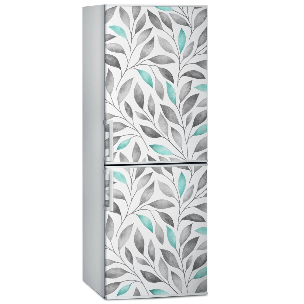 Αυτοκόλλητο ψυγείου FLORAL GREY AND BLUE LEAVES
