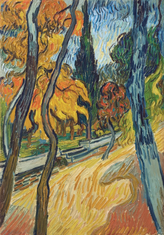 Πινακας σε καμβά VAN GOGH - ARBRES DANS LE JARDIN DE LASILE