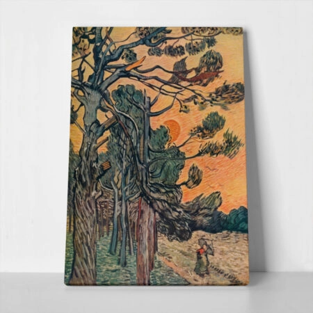 Πινακας σε καμβά VAN GOGH - FORET DE SAPINS AU DECLIN DU JOUR
