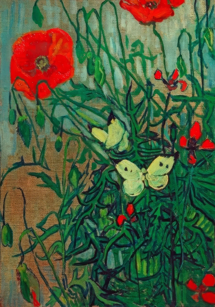 Πινακας σε καμβά VAN GOGH - SCHMETTERLINGE AUF MOHNBLUETEN