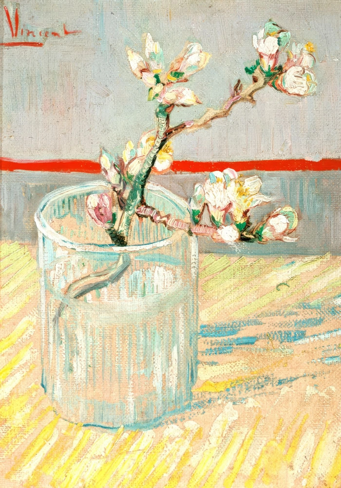 Πινακας σε καμβά VAN GOGH - SPRIG OF FLOWERING ALMOND BLOSSOM IN A GLASS