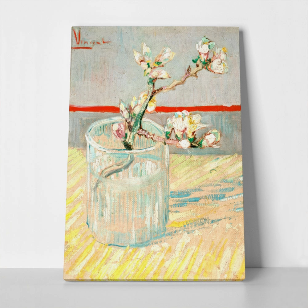Πινακας σε καμβά VAN GOGH - SPRIG OF FLOWERING ALMOND BLOSSOM IN A GLASS