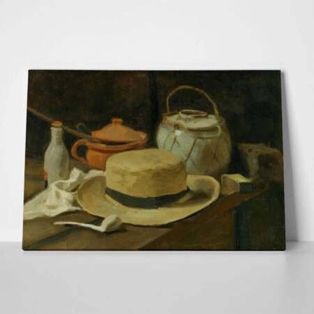 Πινακας σε καμβά VAN GOGH - STILL LIFE WITH YELLOW STRAW HAT